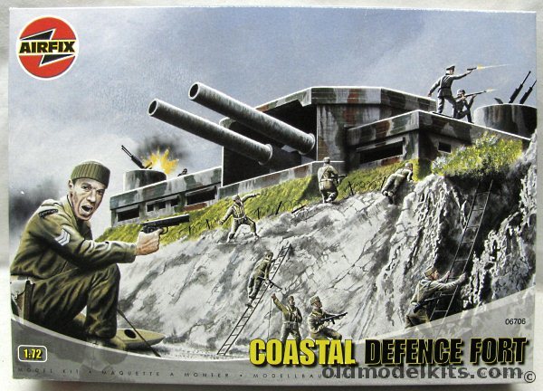 Airfix 1/72 Coastal Defense Fort  - with 48 German Infantry Soldiers, British Commandos and Accessories, 06706 plastic model kit